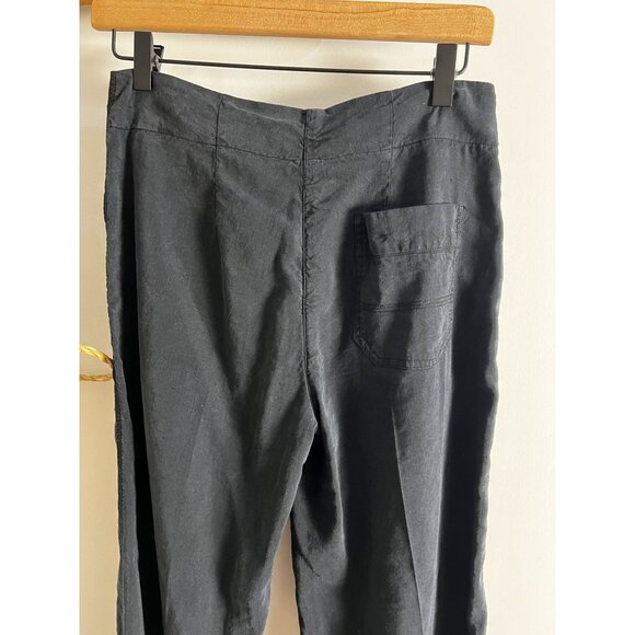 HANNES ROETHER Linen Silk Wide Leg Pants Sz XS 2 Black Minimal Capsule Sustainab - Picture 6 of 10